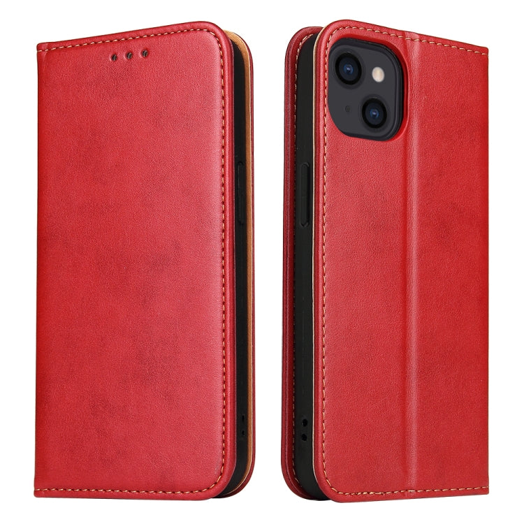 For iPhone 13 Fierre Shann PU Leather Texture Horizontal Flip Leather Case with Holder & Card Slots & Wallet(Red) - HoMEdemic™ 