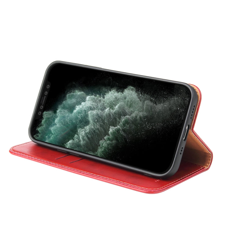 For iPhone 13 Fierre Shann PU Leather Texture Horizontal Flip Leather Case with Holder & Card Slots & Wallet(Red) - HoMEdemic™ 