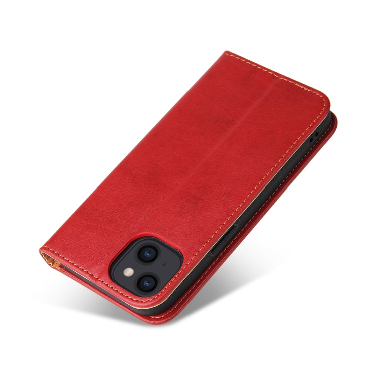 For iPhone 13 Fierre Shann PU Leather Texture Horizontal Flip Leather Case with Holder & Card Slots & Wallet(Red) - HoMEdemic™ 