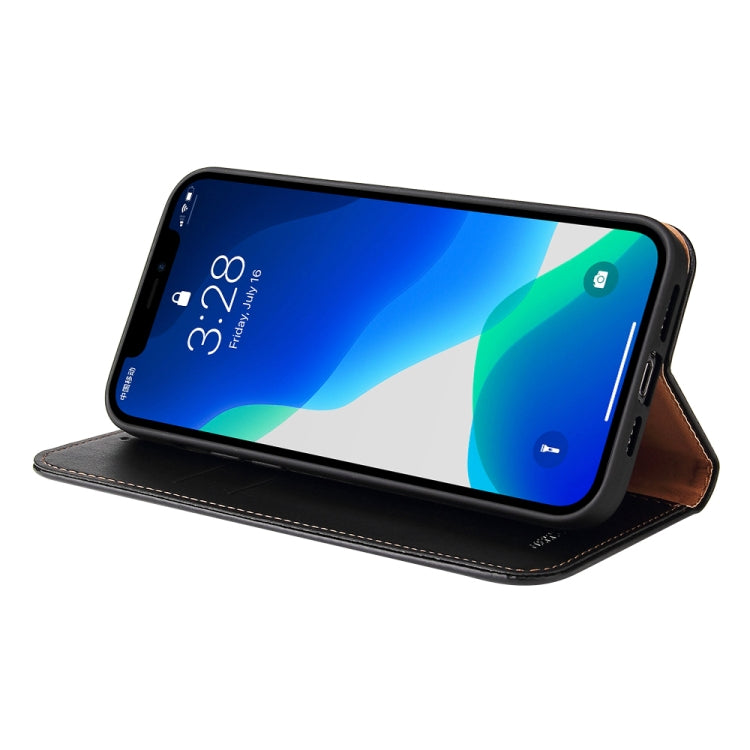 For iPhone 13 Pro Fierre Shann PU Leather Texture Horizontal Flip Leather Case with Holder & Card Slots & Wallet (Black) - HoMEdemic™ 