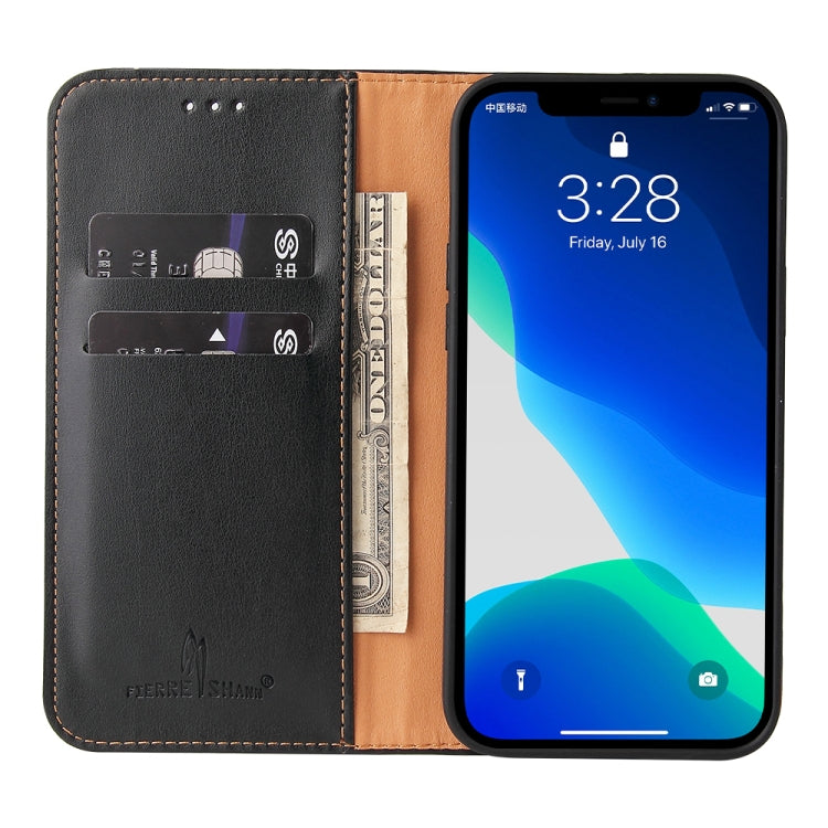 For iPhone 13 Pro Fierre Shann PU Leather Texture Horizontal Flip Leather Case with Holder & Card Slots & Wallet (Black) - HoMEdemic™ 