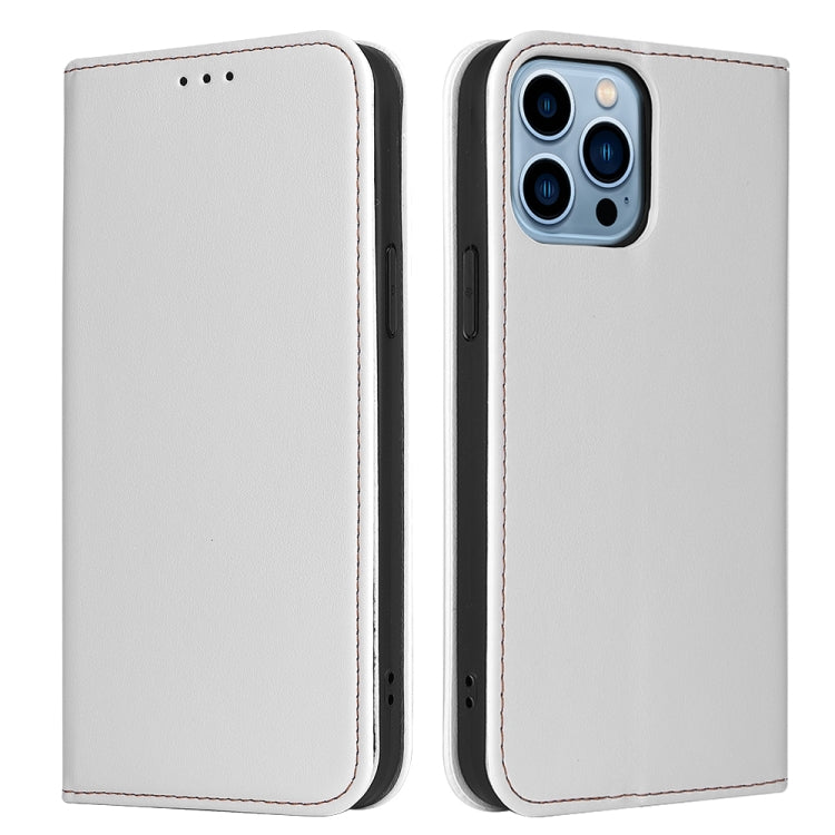 For iPhone 13 Pro Fierre Shann PU Leather Texture Horizontal Flip Leather Case with Holder & Card Slots & Wallet  (White) - HoMEdemic™ 