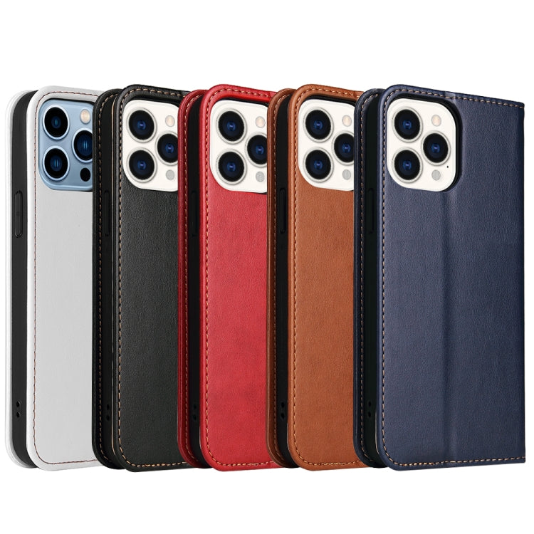 For iPhone 13 Pro Fierre Shann PU Leather Texture Horizontal Flip Leather Case with Holder & Card Slots & Wallet  (White) - HoMEdemic™ 