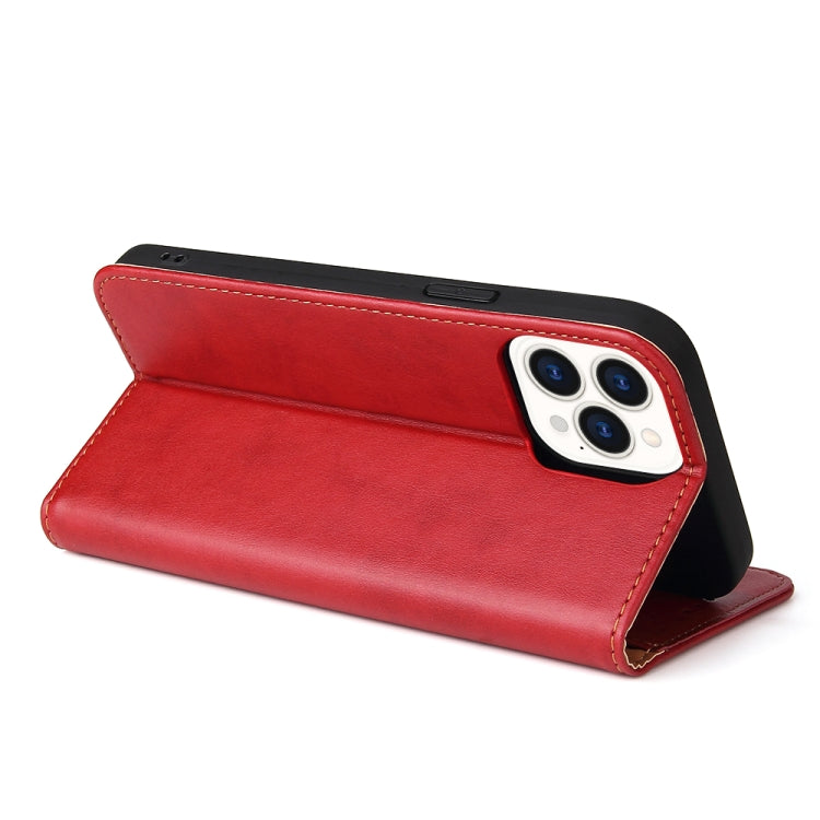 For iPhone 13 Pro Max Fierre Shann PU Leather Texture Horizontal Flip Leather Case with Holder & Card Slots & Wallet (Red) - HoMEdemic™ 