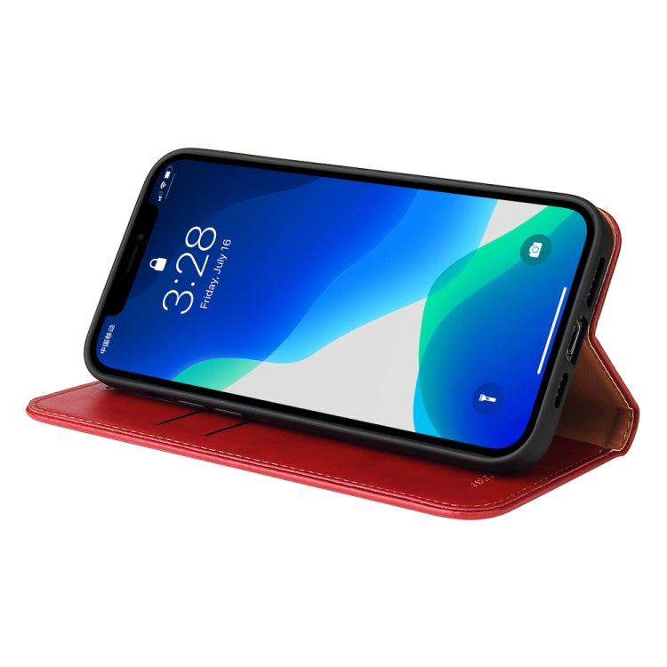 For iPhone 13 Pro Max Fierre Shann PU Leather Texture Horizontal Flip Leather Case with Holder & Card Slots & Wallet (Red) - HoMEdemic™ 