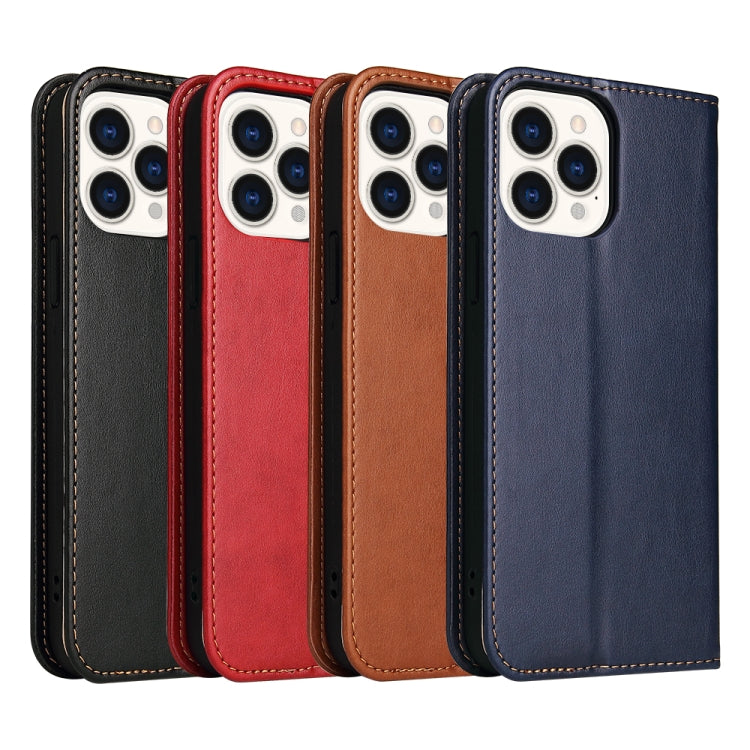 For iPhone 13 Pro Max Fierre Shann PU Leather Texture Horizontal Flip Leather Case with Holder & Card Slots & Wallet (Red) - HoMEdemic™ 