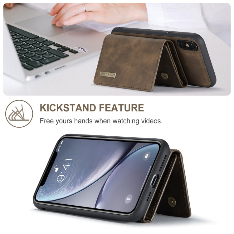 DG.MING M1 Series 3-Fold Multi Card Wallet  Back Cover Shockproof Case with Holder Function For iPhone X(Coffee) - HoMEdemic™ 
