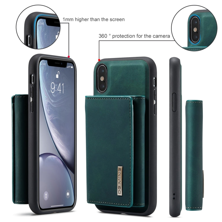 DG.MING M1 Series 3-Fold Multi Card Wallet  Back Cover Shockproof Case with Holder Function For iPhone X(Green) - HoMEdemic™ 