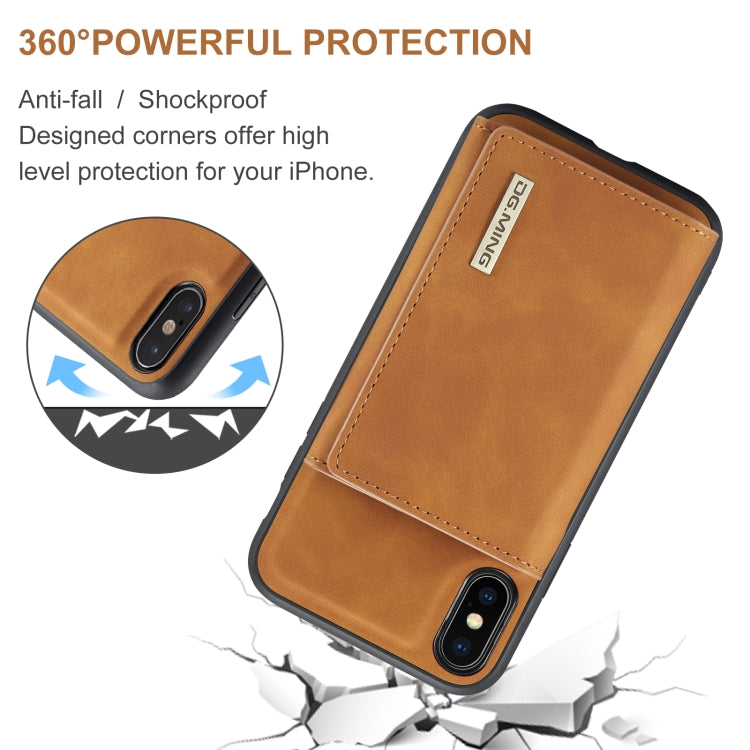 DG.MING M1 Series 3-Fold Multi Card Wallet  Back Cover Shockproof Case with Holder Function For iPhone XS(Brown) - HoMEdemic™ 