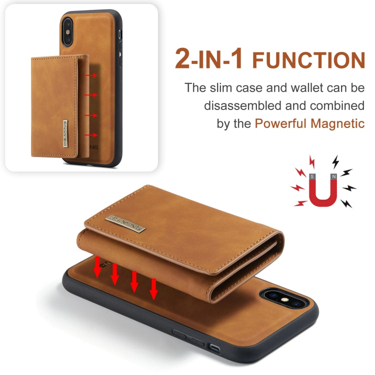 DG.MING M1 Series 3-Fold Multi Card Wallet  Back Cover Shockproof Case with Holder Function For iPhone XS(Brown) - HoMEdemic™ 