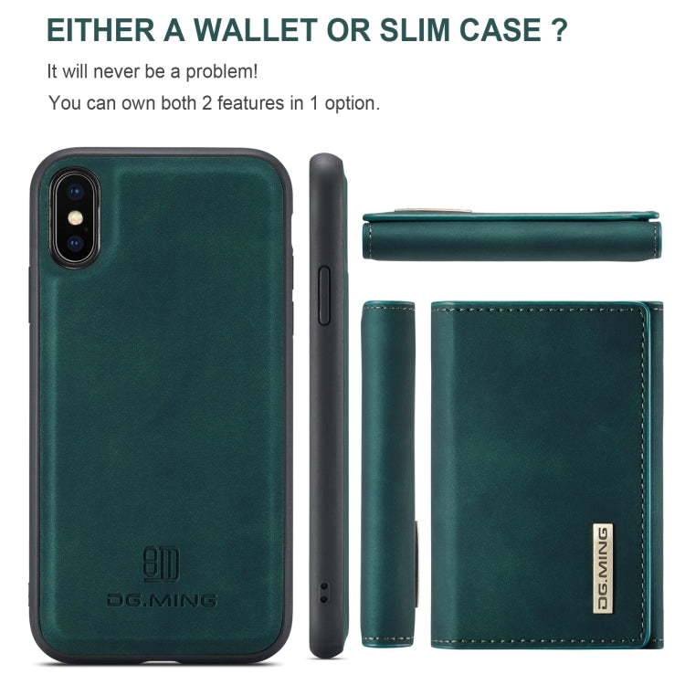 DG.MING M1 Series 3-Fold Multi Card Wallet  Back Cover Shockproof Case with Holder Function For iPhone XS(Green) - HoMEdemic™ 