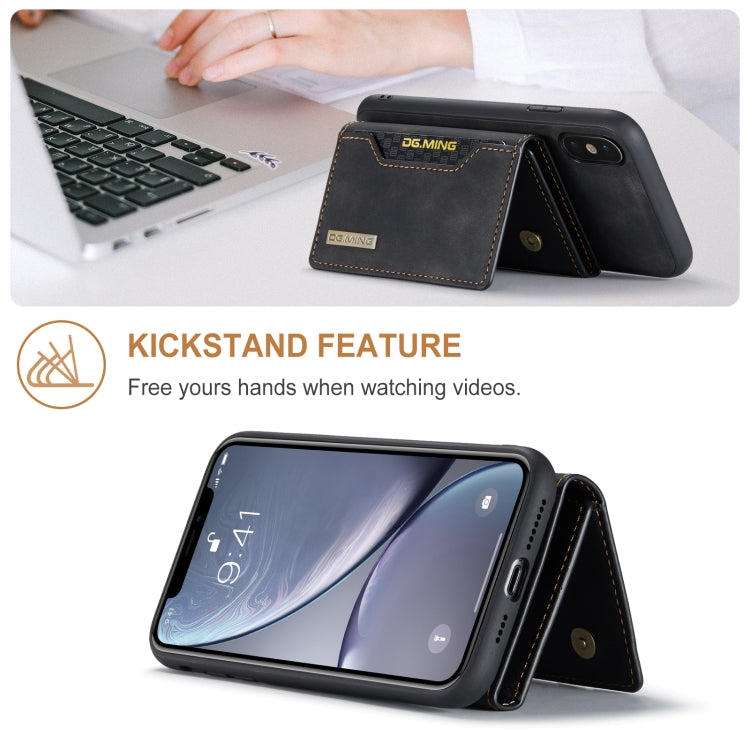 DG.MING M2 Series 3-Fold Multi Card Bag Back Cover Shockproof Case with Wallet & Holder Function For iPhone X(Black) - HoMEdemic™ 