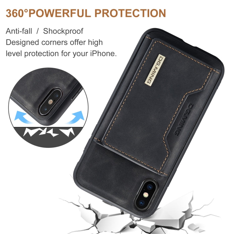 DG.MING M2 Series 3-Fold Multi Card Bag Back Cover Shockproof Case with Wallet & Holder Function For iPhone X(Black) - HoMEdemic™ 