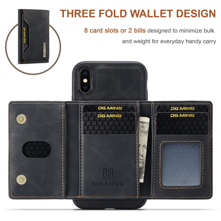 DG.MING M2 Series 3-Fold Multi Card Bag Back Cover Shockproof Case with Wallet & Holder Function For iPhone X(Black) - HoMEdemic™ 