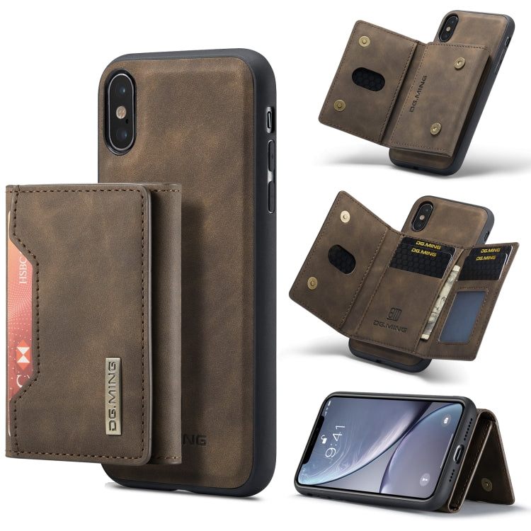 DG.MING M2 Series 3-Fold Multi Card Bag Back Cover Shockproof Case with Wallet & Holder Function For iPhone X(Coffee) - HoMEdemic™ 