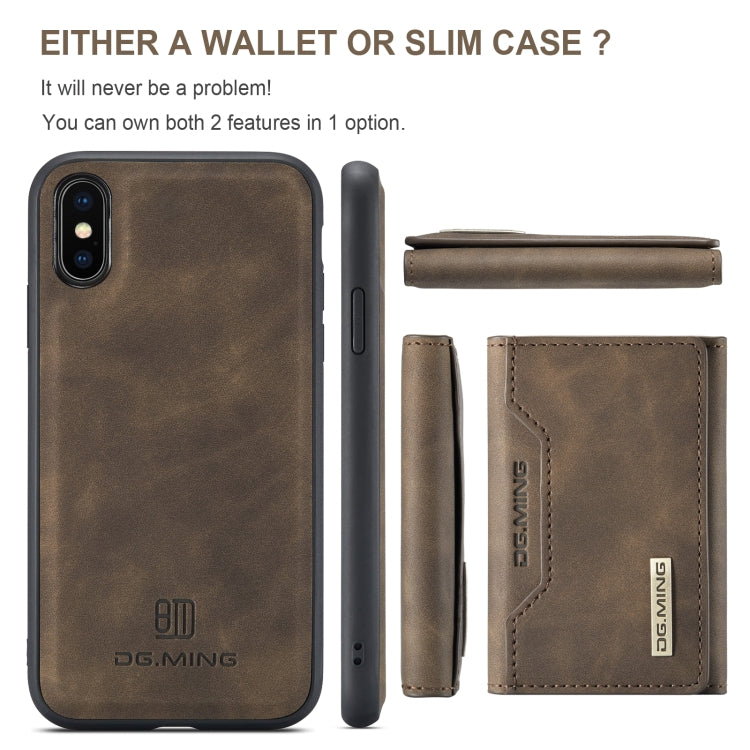 DG.MING M2 Series 3-Fold Multi Card Bag Back Cover Shockproof Case with Wallet & Holder Function For iPhone X(Coffee) - HoMEdemic™ 