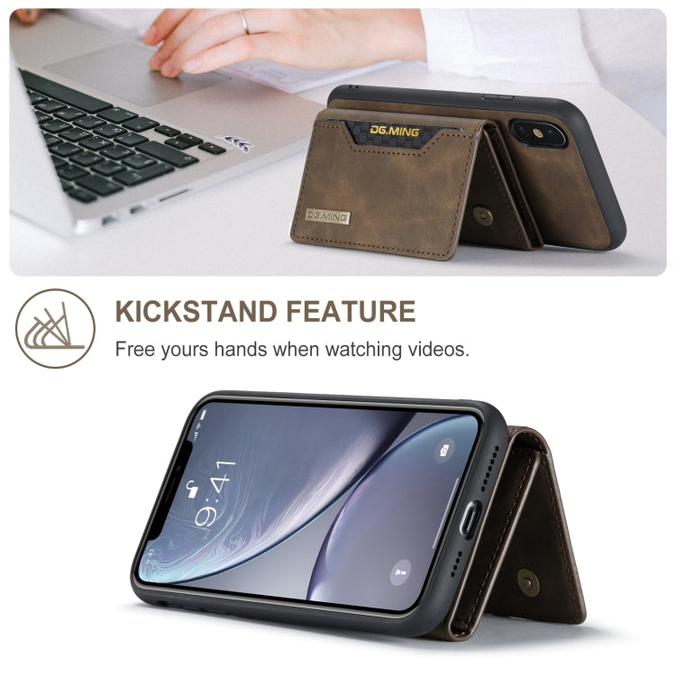 DG.MING M2 Series 3-Fold Multi Card Bag Back Cover Shockproof Case with Wallet & Holder Function For iPhone X(Coffee) - HoMEdemic™ 