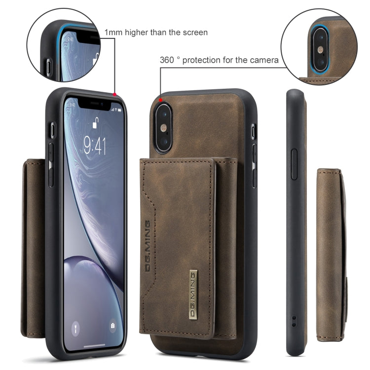 DG.MING M2 Series 3-Fold Multi Card Bag Back Cover Shockproof Case with Wallet & Holder Function For iPhone X(Coffee) - HoMEdemic™ 