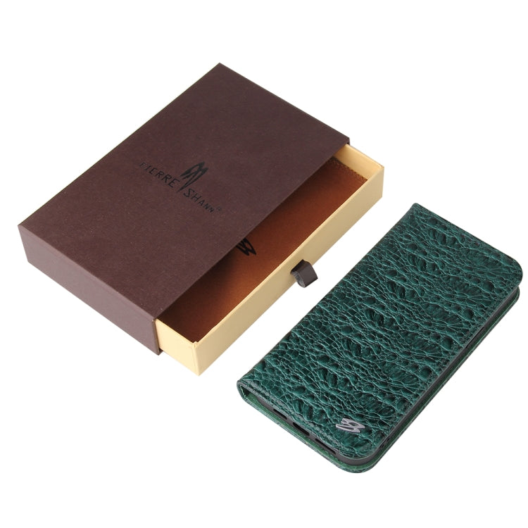 For iPhone 13 Pro Fierre Shann Crocodile Texture Magnetic Horizontal Flip Genuine Leather Case with Holder & Card Slot (Green) - HoMEdemic™ 