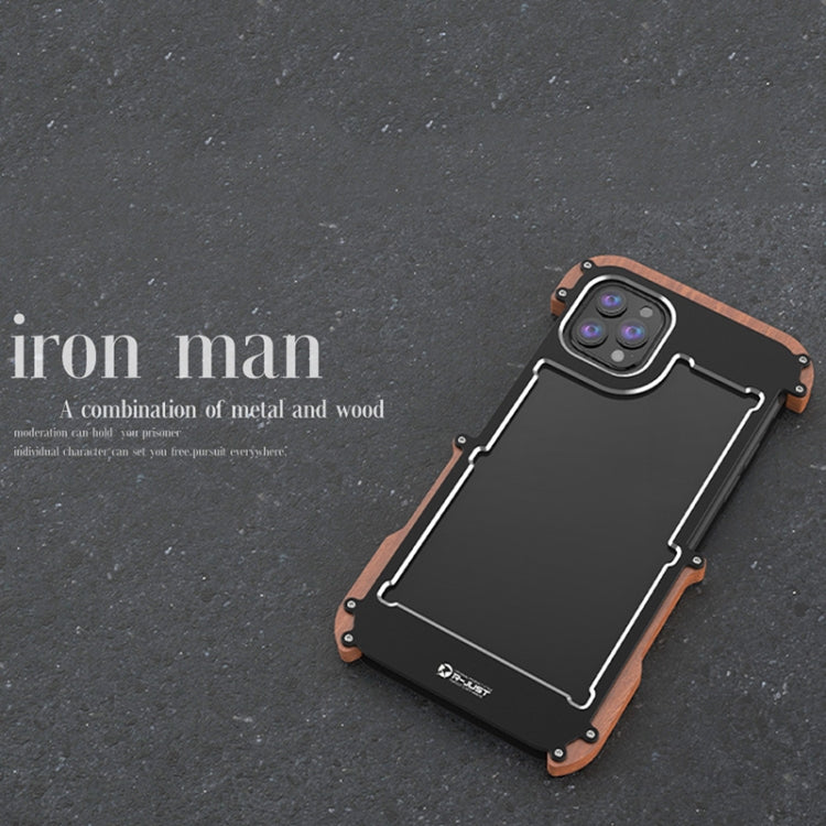 For iPhone 13 Pro Max R-JUST Ironwood Man Shockproof Metal + Wood Bumper Protective Case - HoMEdemic™ 