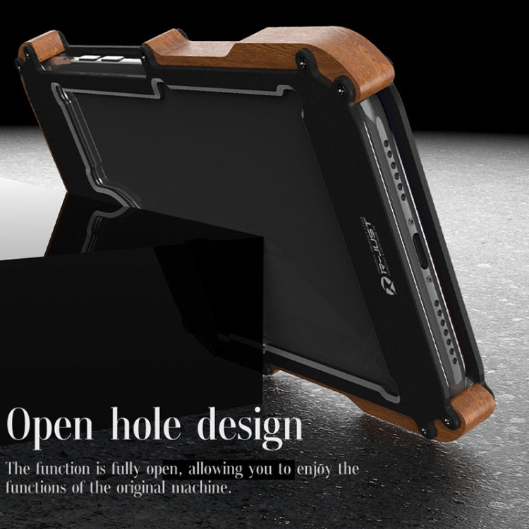 For iPhone 13 Pro Max R-JUST Ironwood Man Shockproof Metal + Wood Bumper Protective Case - HoMEdemic™ 