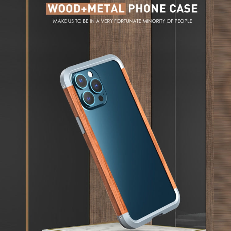 For iPhone 13 Pro Max R-JUST Shockproof Iron + Wood Bumper Protective Case - HoMEdemic™ 