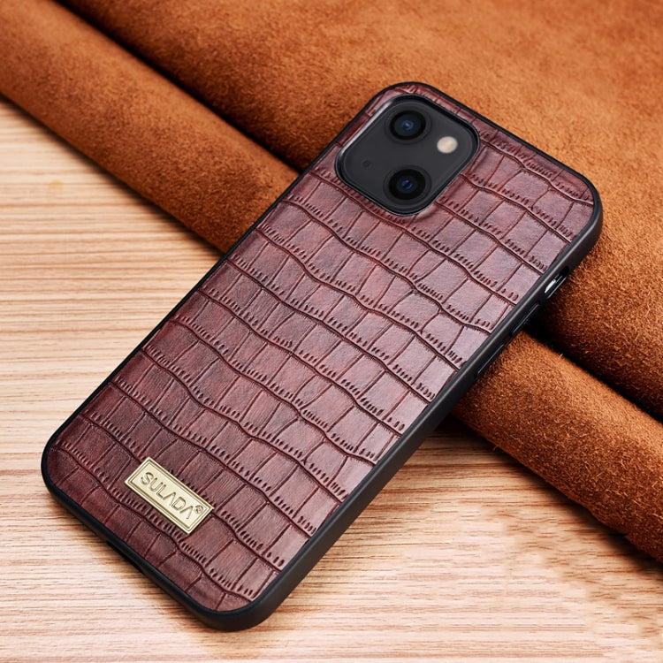 For iPhone 13 SULADA Crocodile Texture TPU Protective Case(Mocha Brown) - HoMEdemic™ 