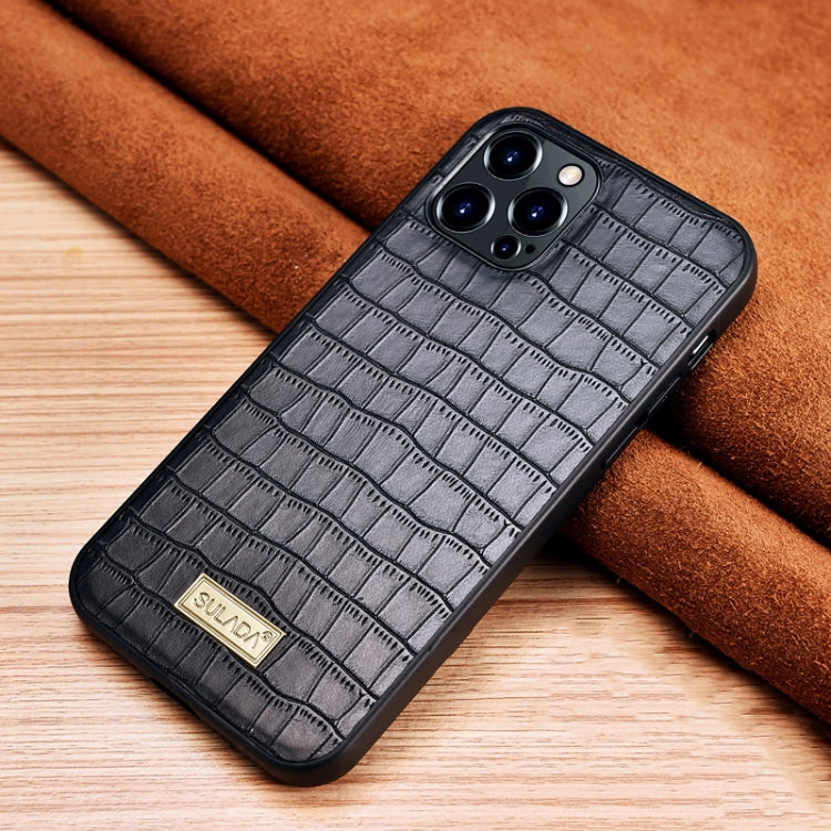 For iPhone 13 Pro Max SULADA Crocodile Texture TPU Protective Case (Black) - HoMEdemic™ 