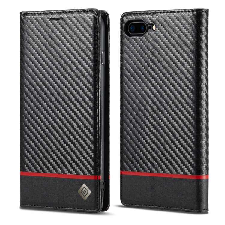 LC.IMEEKE Carbon Fiber PU + TPU Horizontal Flip Leather Case with Holder & Card Slot & Wallet For iPhone 7Plus / 8Plus(Horizontal Black) - HoMEdemic™ 
