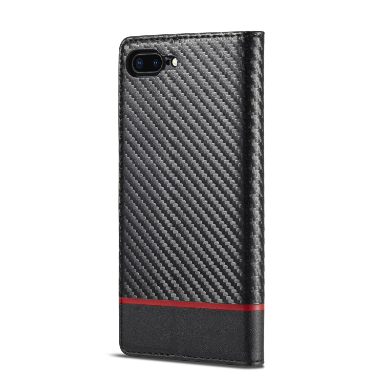 LC.IMEEKE Carbon Fiber PU + TPU Horizontal Flip Leather Case with Holder & Card Slot & Wallet For iPhone 7Plus / 8Plus(Horizontal Black) - HoMEdemic™ 