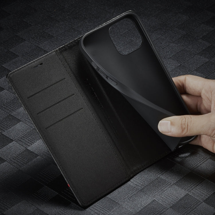 For iPhone 12 / 12 Pro LC.IMEEKE Carbon Fiber PU + TPU Horizontal Flip Leather Case with Holder & Card Slot & Wallet(Vertical Black) - HoMEdemic™ 