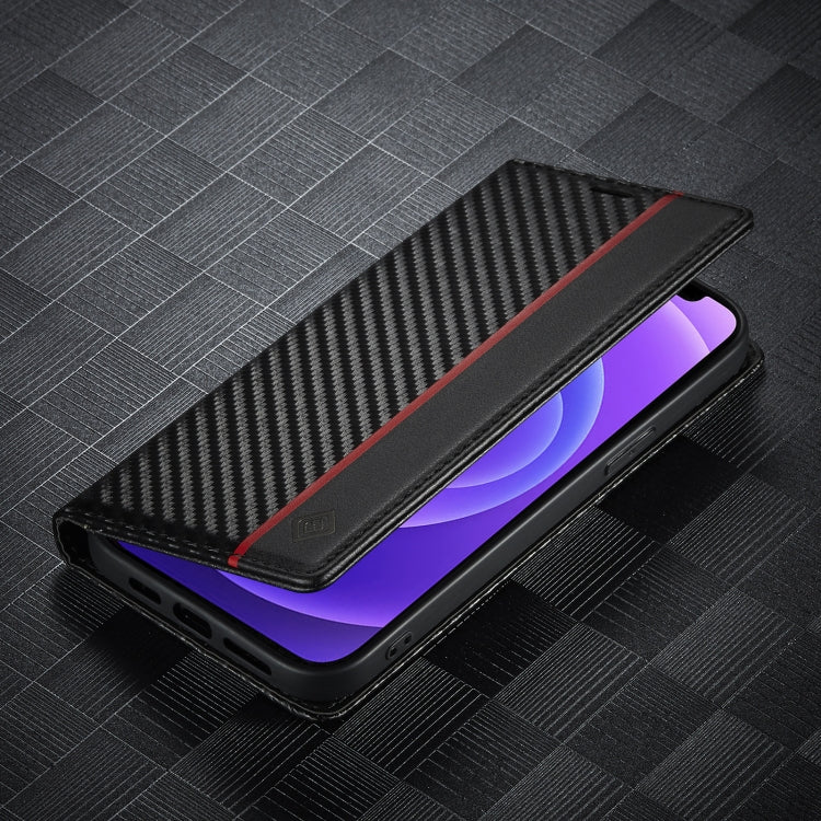 For iPhone 12 / 12 Pro LC.IMEEKE Carbon Fiber PU + TPU Horizontal Flip Leather Case with Holder & Card Slot & Wallet(Vertical Black) - HoMEdemic™ 