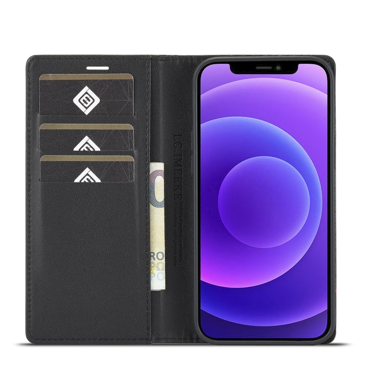 For iPhone 12 / 12 Pro LC.IMEEKE Carbon Fiber PU + TPU Horizontal Flip Leather Case with Holder & Card Slot & Wallet(Vertical Black) - HoMEdemic™ 