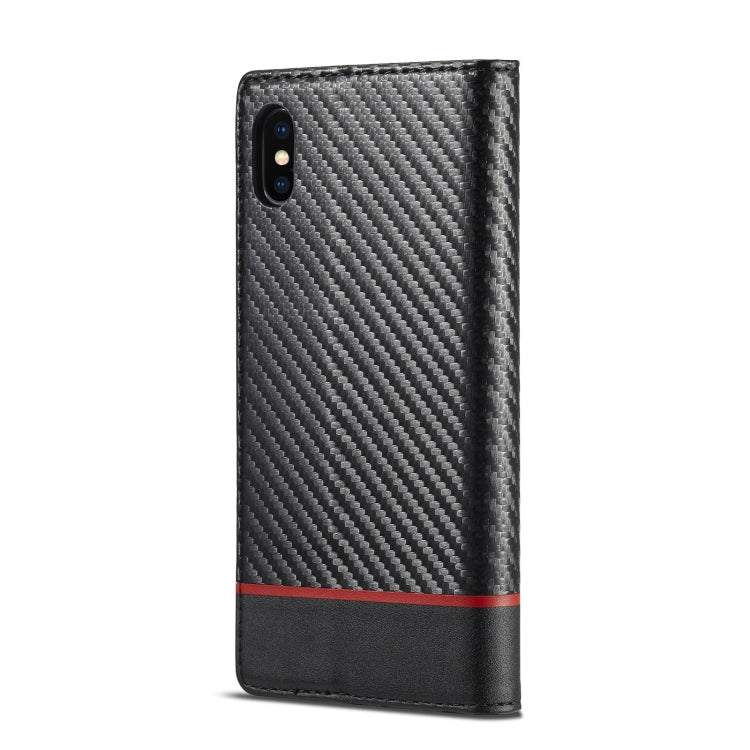 For iPhone XS Max LC.IMEEKE Carbon Fiber PU + TPU Horizontal Flip Leather Case with Holder & Card Slot & Wallet(Horizontal Black) - HoMEdemic™ 