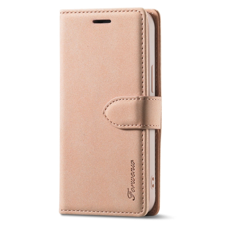 For iPhone 13 Forwenw F1 Series Matte Strong Magnetism Horizontal Flip Leather Case with Holder & Card Slots & Wallet & Photo Frame(Rose Gold) - HoMEdemic™ 