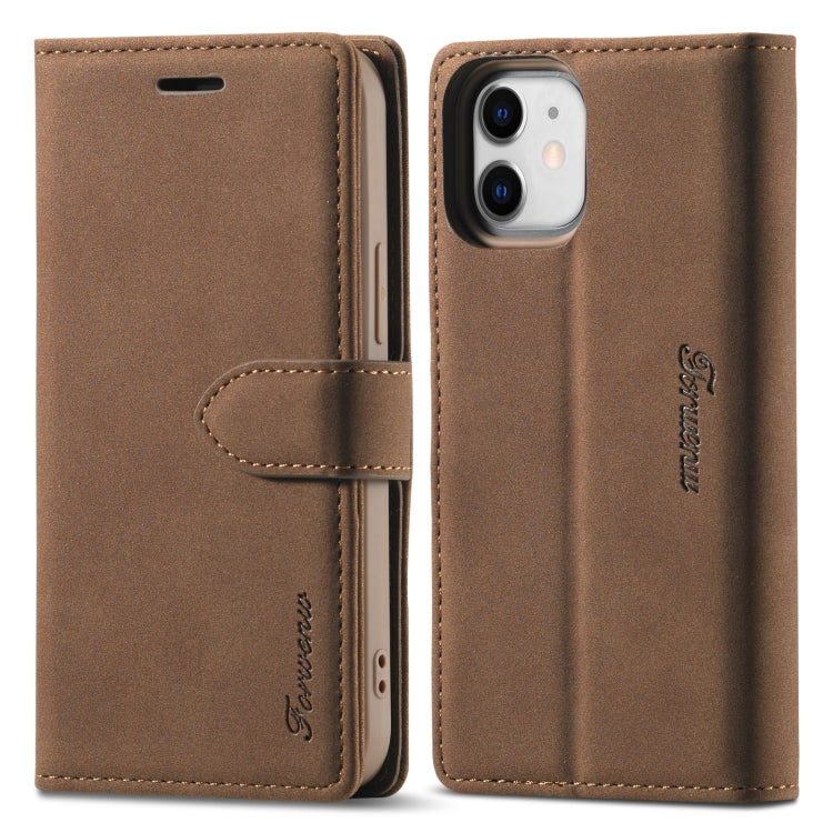 For iPhone 13 Forwenw F1 Series Matte Strong Magnetism Horizontal Flip Leather Case with Holder & Card Slots & Wallet & Photo Frame(Brown) - HoMEdemic™ 