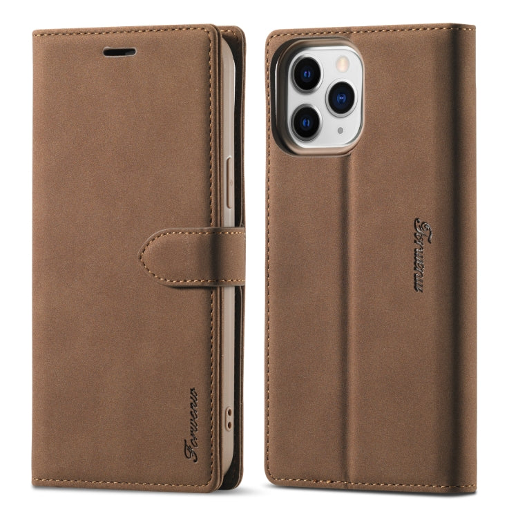 For iPhone 13 Pro Max Forwenw F1 Series Matte Strong Magnetism Horizontal Flip Leather Case with Holder & Card Slots & Wallet & Photo Frame (Brown) - HoMEdemic™ 