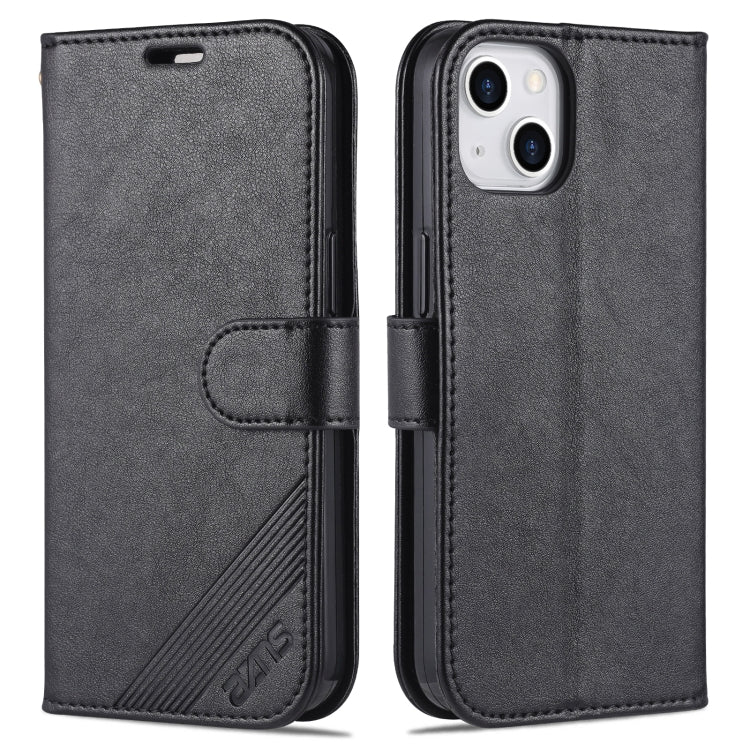 For iPhone 13 AZNS Sheepskin Texture Horizontal Flip Leather Case with Holder & Card Slots & Wallet(Black) - HoMEdemic™ 