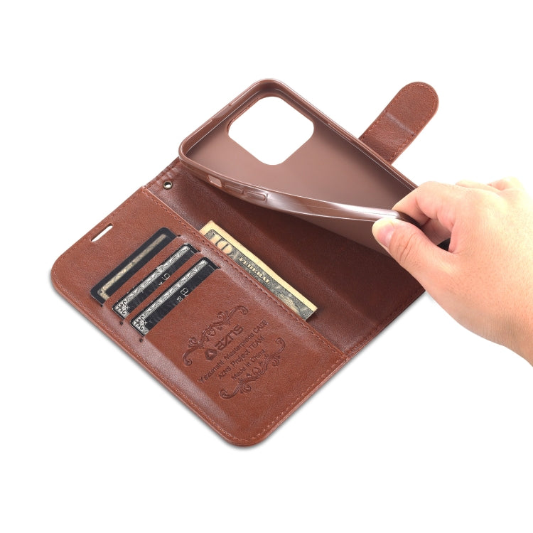 For iPhone 13 Pro AZNS Sheepskin Texture Horizontal Flip Leather Case with Holder & Card Slots & Wallet (Brown) - HoMEdemic™ 