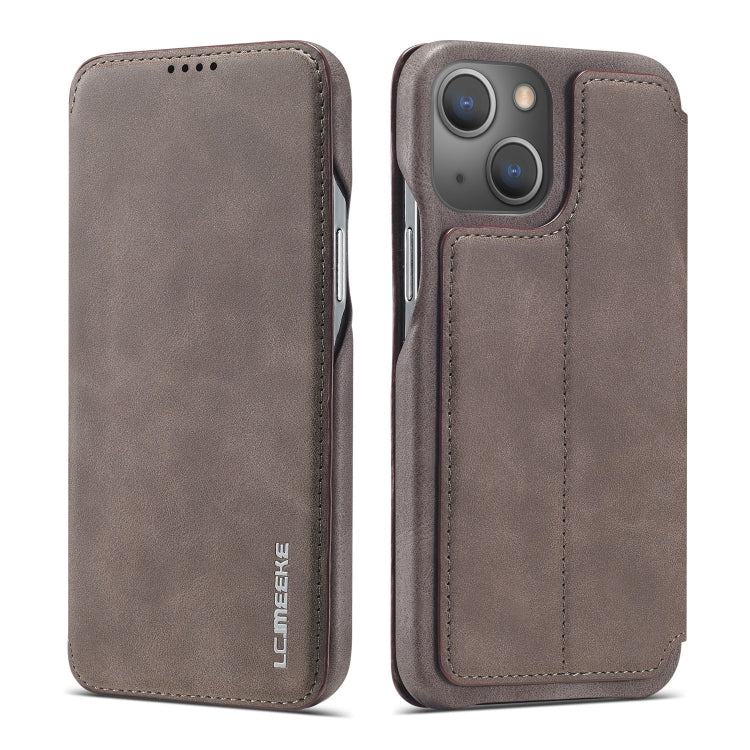 For iPhone 13 mini LC.IMEEKE Hon Ancient Series Horizontal Flip Leather Case with Holder & Card Slot (Coffee) - HoMEdemic™ 