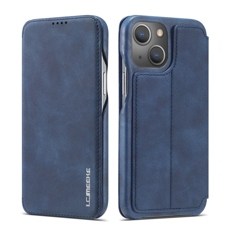 For iPhone 13 mini LC.IMEEKE Hon Ancient Series Horizontal Flip Leather Case with Holder & Card Slot (Blue) - HoMEdemic™ 