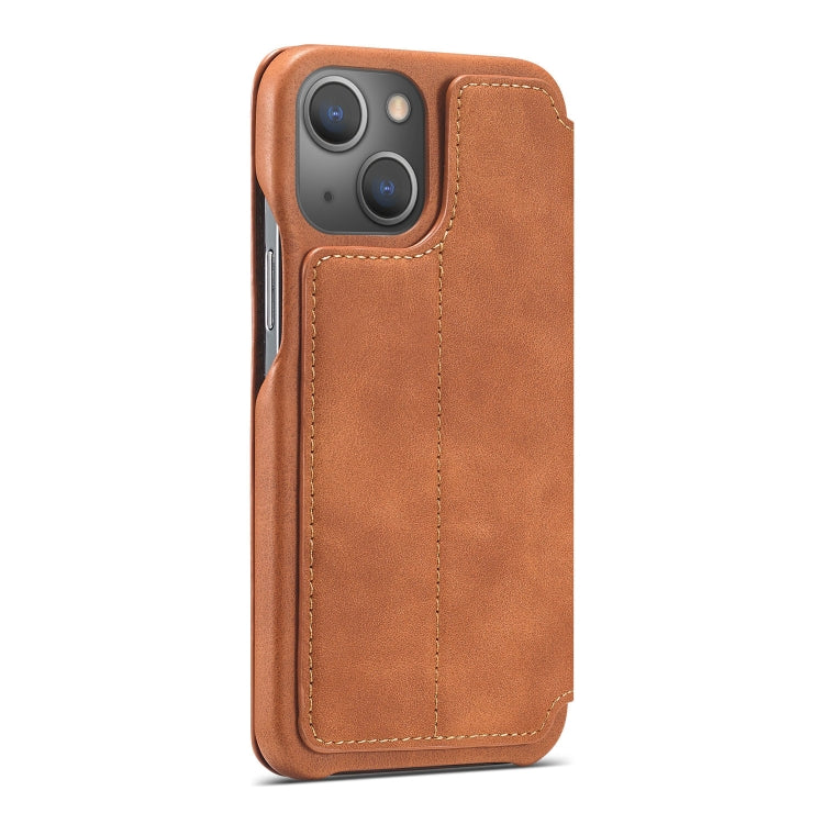 For iPhone 13 mini LC.IMEEKE Hon Ancient Series Horizontal Flip Leather Case with Holder & Card Slot (Brown) - HoMEdemic™ 