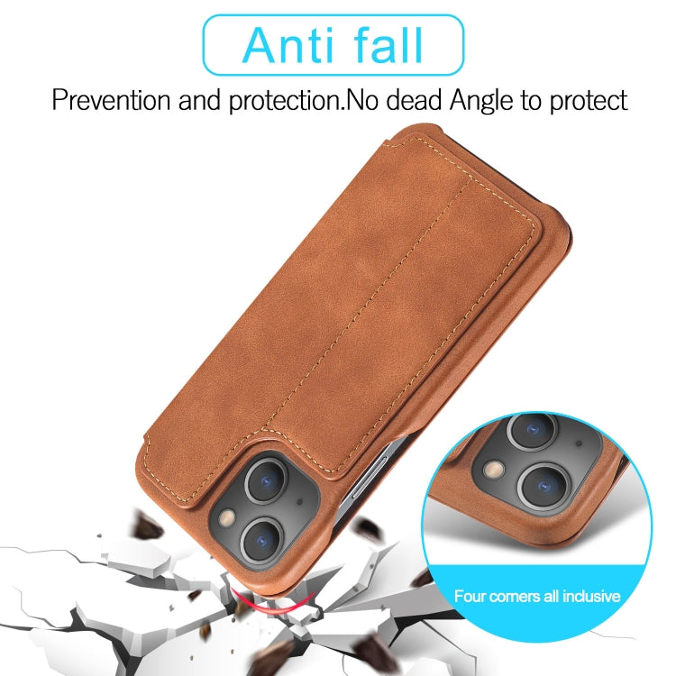 For iPhone 13 mini LC.IMEEKE Hon Ancient Series Horizontal Flip Leather Case with Holder & Card Slot (Brown) - HoMEdemic™ 