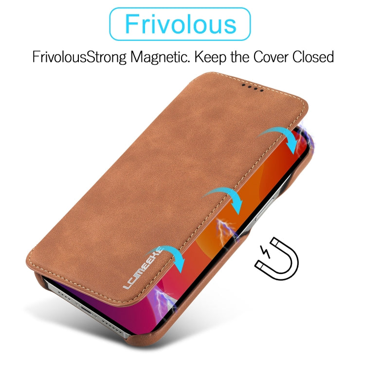 For iPhone 13 Pro LC.IMEEKE Hon Ancient Series Horizontal Flip Leather Case with Holder & Card Slot (Brown) - HoMEdemic™ 