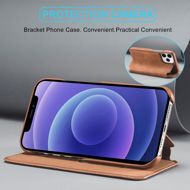 For iPhone 13 Pro LC.IMEEKE Hon Ancient Series Horizontal Flip Leather Case with Holder & Card Slot (Brown) - HoMEdemic™ 