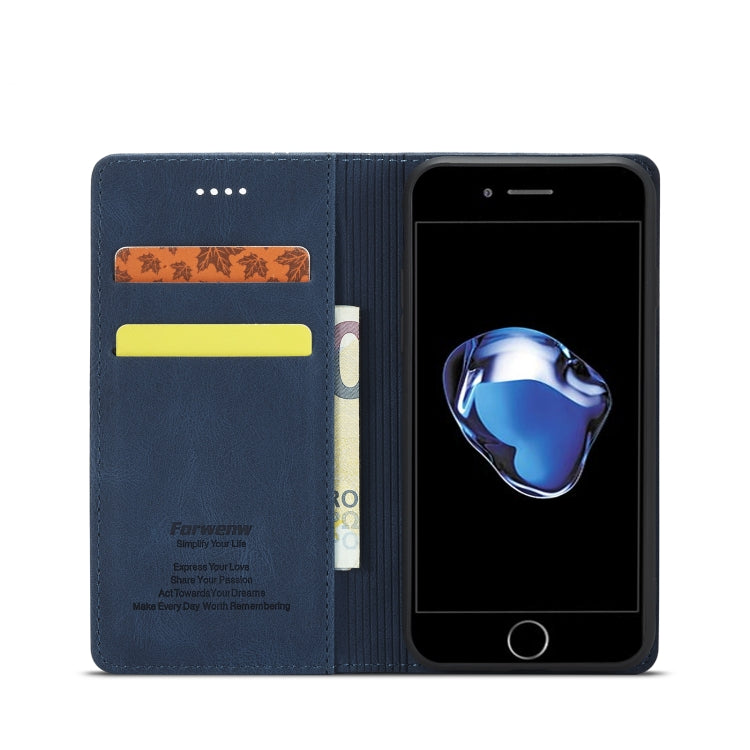 Forwenw F2 Series Magnetic Horizontal Flip Leather Case with Holder & Card Slots & Wallet For iPhone 8 Plus / 7 Plus(Blue) - HoMEdemic™ 
