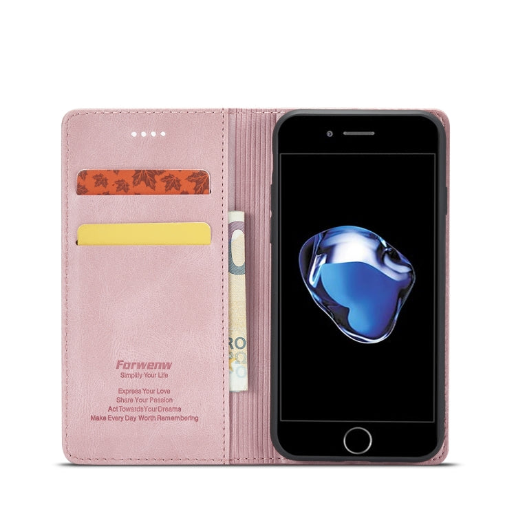 Forwenw F2 Series Magnetic Horizontal Flip Leather Case with Holder & Card Slots & Wallet For iPhone 8 Plus / 7 Plus(Rose Gold) - HoMEdemic™ 