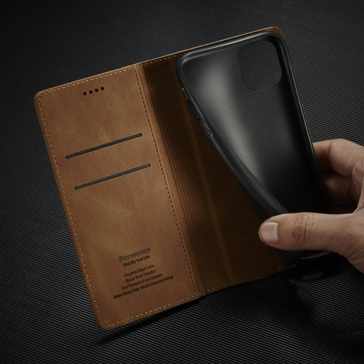 For iPhone 11 Forwenw F2 Series Magnetic Horizontal Flip Leather Case with Holder & Card Slots & Wallet (Brown) - HoMEdemic™ 