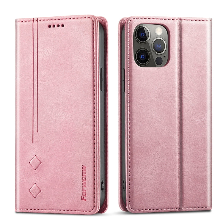 For iPhone 11 Pro Max Forwenw F2 Series Magnetic Horizontal Flip Leather Case with Holder & Card Slots & Wallet (Rose Gold) - HoMEdemic™ 