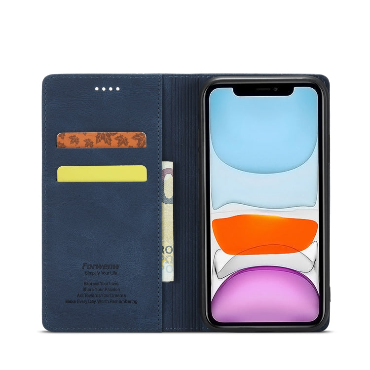 For iPhone 13 Forwenw F2 Series Magnetic Horizontal Flip Leather Case with Holder & Card Slots & Wallet(Blue) - HoMEdemic™ 